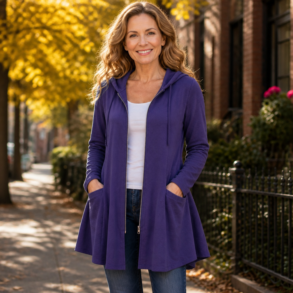 Wrapella Hooded Longline Zip Jacket - Women's Fleece Jacket