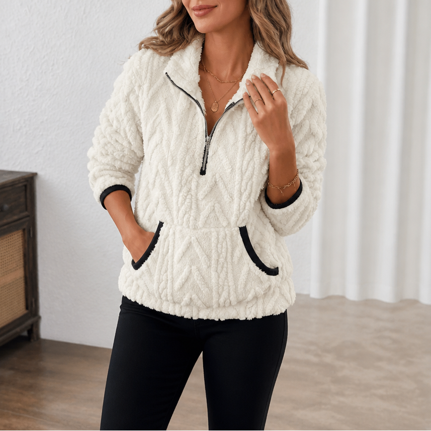 Lunelle - Plush Half-Zip Fleece Pullover with Pocket