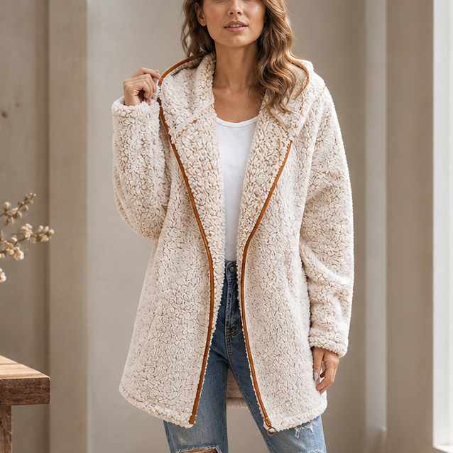 Cozyelle Plush Hooded Cardigan - Women's Fleece-Look Knit