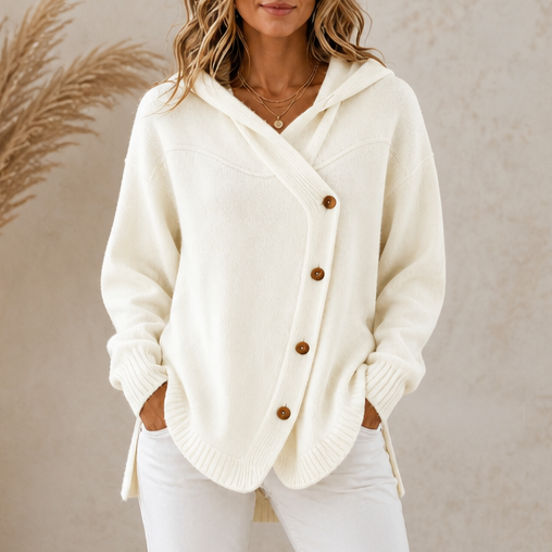 Lunette Wrap Hooded Cardigan - Women's Asymmetric Knit