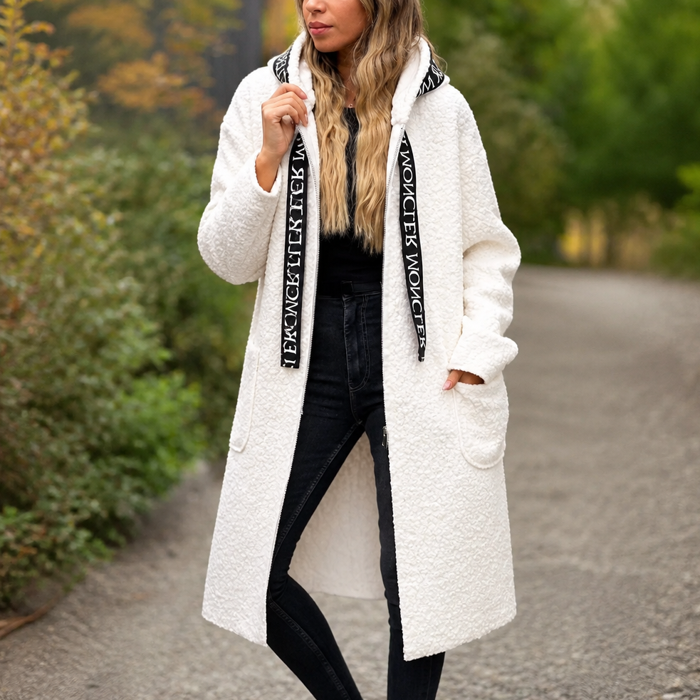 Wearbella Hooded Long Coat - Zip Front Women's Coat