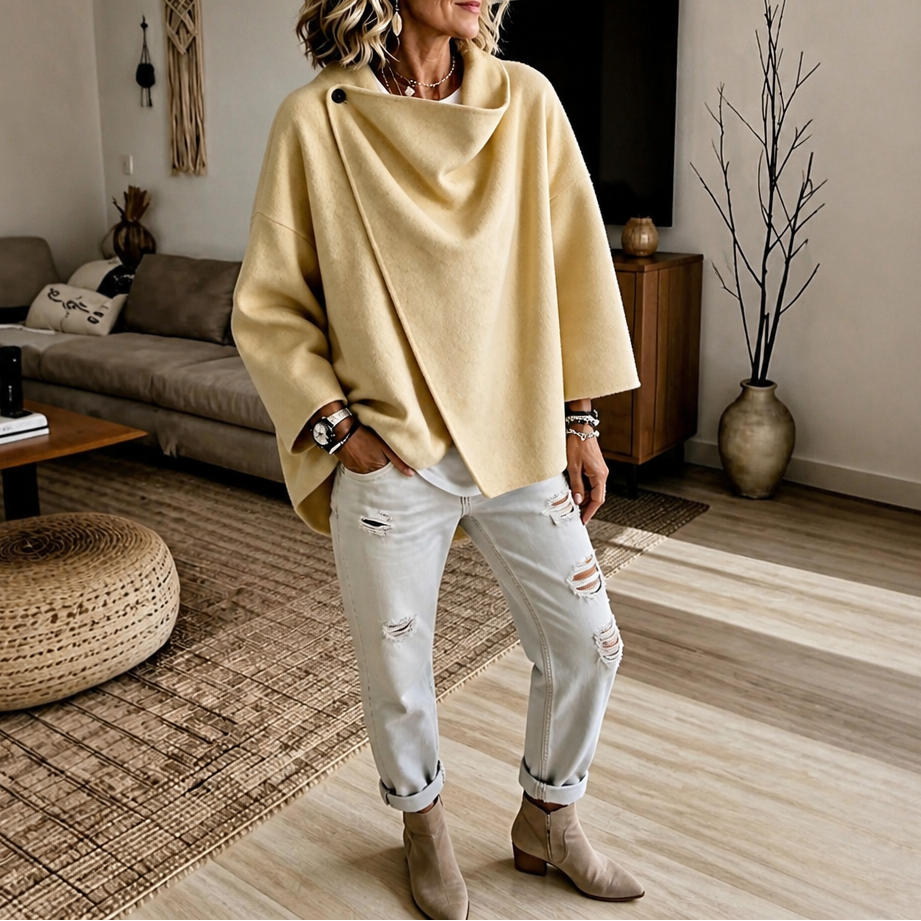 Wrapfield Wrap Cape Jacket - Women's Asymmetric Button Coat
