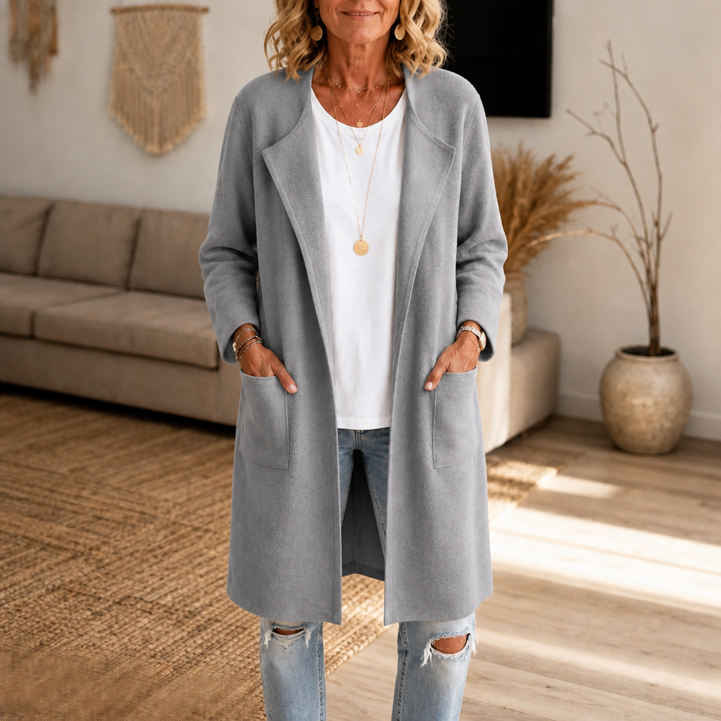 Draperie Longline Open-Front Coat - Women's Wool-Look Coat