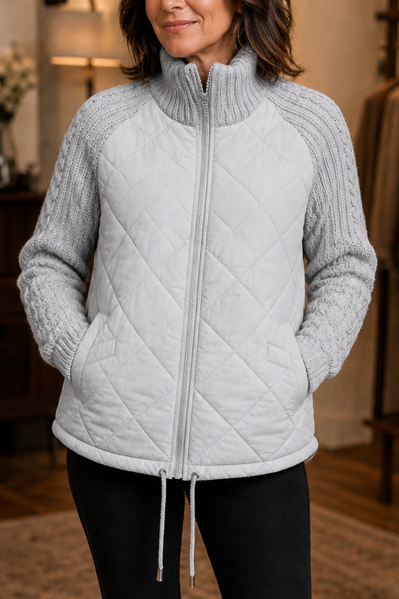 Knitpuff Knit Panel Puffer Jacket - Women's Quilted Jacket