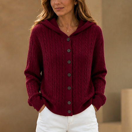 Wearbella Cable Knit Hooded Cardigan - Women's Open Front