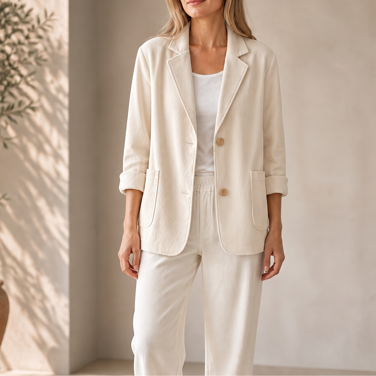 Corduraine Corduroy Blazer - Notch Collar Women's Blazer