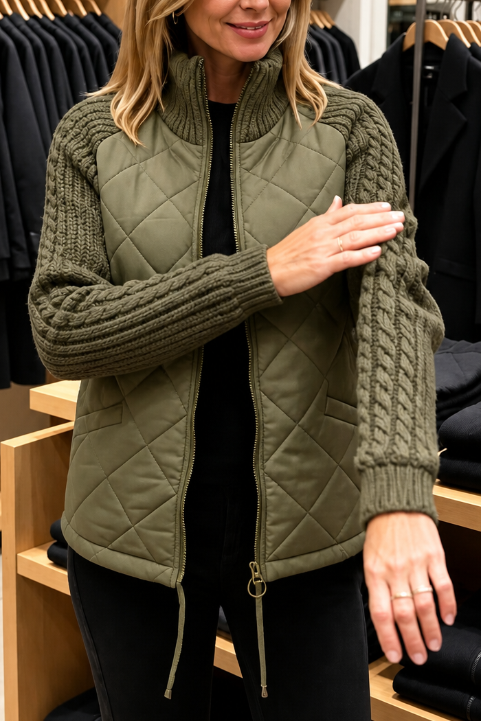 Knitpuff Knit Panel Puffer Jacket - Women's Quilted Jacket