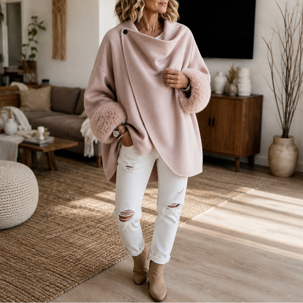 Wearbella Wrap Jacket - Women's Faux Fur Cuff Wrap Coat