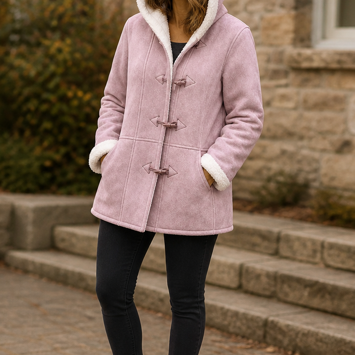 Plushbelle Faux Shearling Coat - Women's Hooded Winter Coat