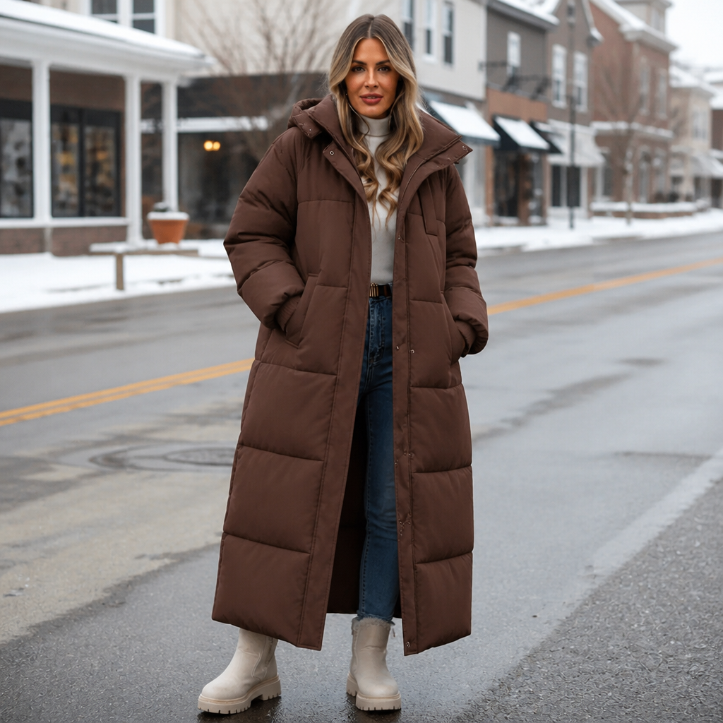 Wearbella Long Hooded Puffer Coat - Women's Winter Coat