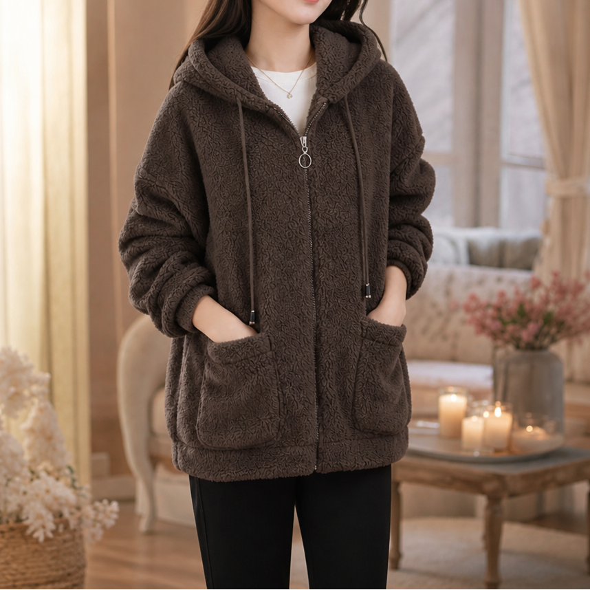 Cozamora Sherpa Fleece Zip-Up Hoodie - Women's Oversized