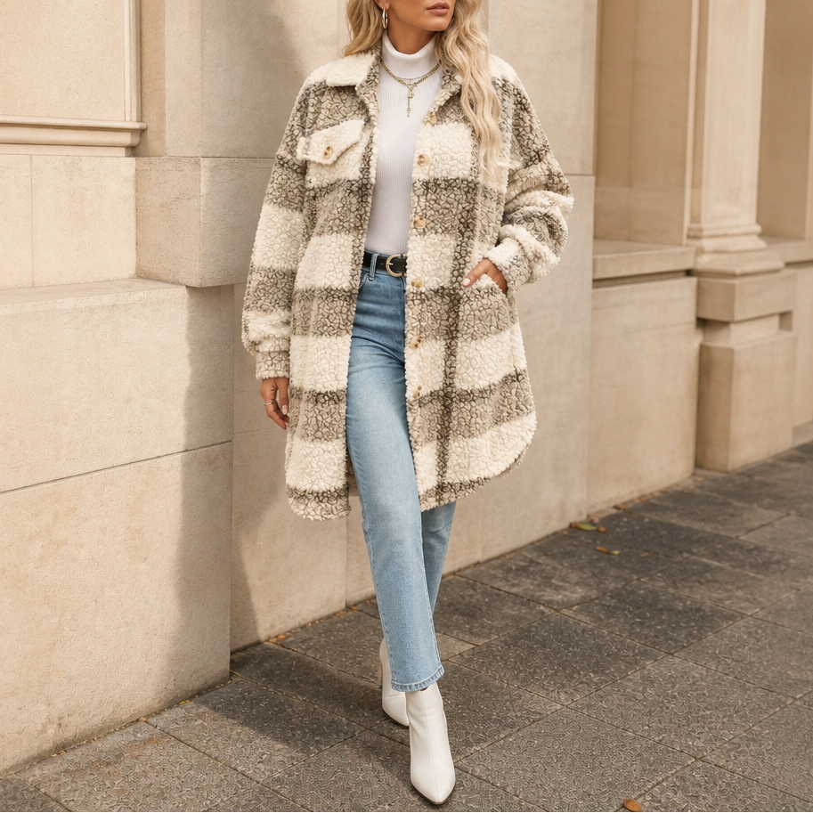 Fairloch Plaid Sherpa-Lined Coat - Women's Mid-Length Coat