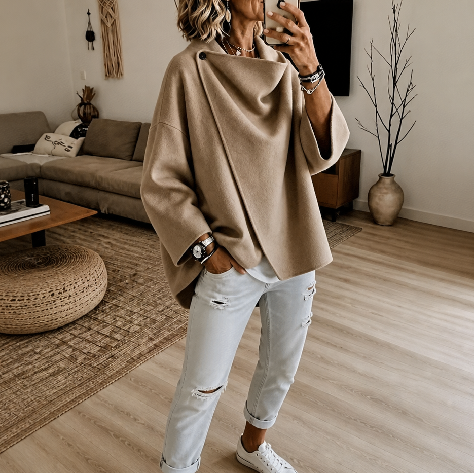 Wrapfield Wrap Cape Jacket - Women's Asymmetric Button Coat