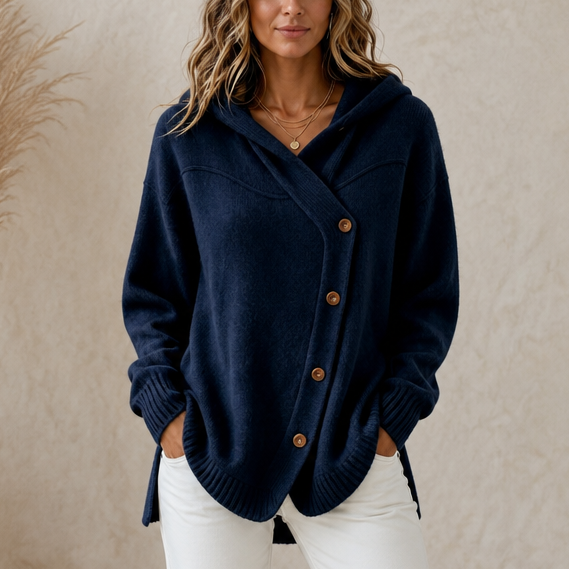 Lunette Wrap Hooded Cardigan - Women's Asymmetric Knit