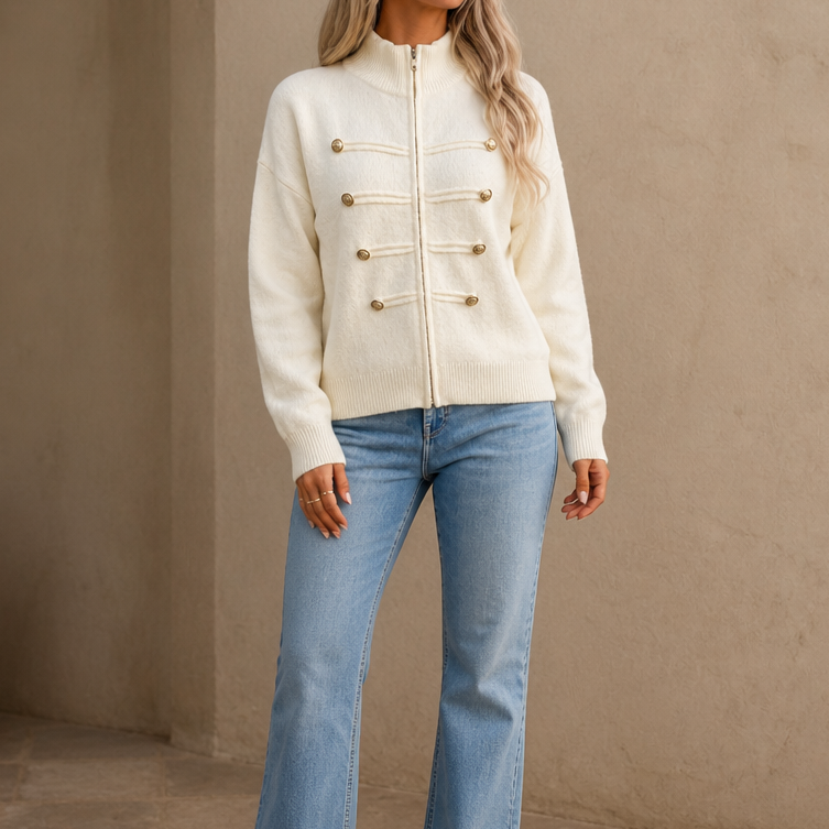 Mayfield Military Knit Cardigan - Gold Button Women's Knit