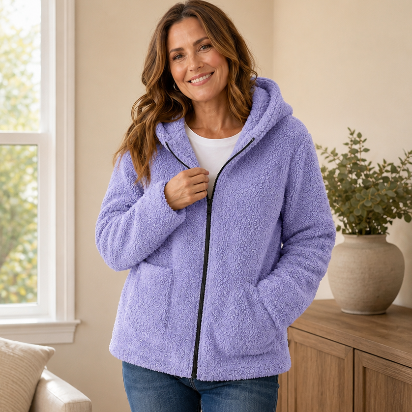 Cozyelle Fleece Hooded Jacket - Women's Plush Zip Jacket