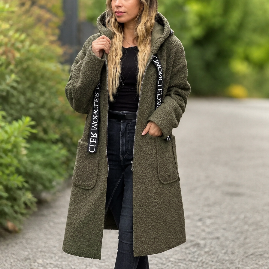 Wearbella Hooded Long Coat - Zip Front Women's Coat