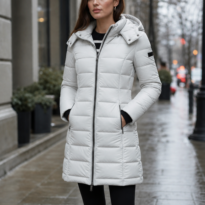 Wearbella Puffer Jacket - Women's Mid Length Hooded Puffer