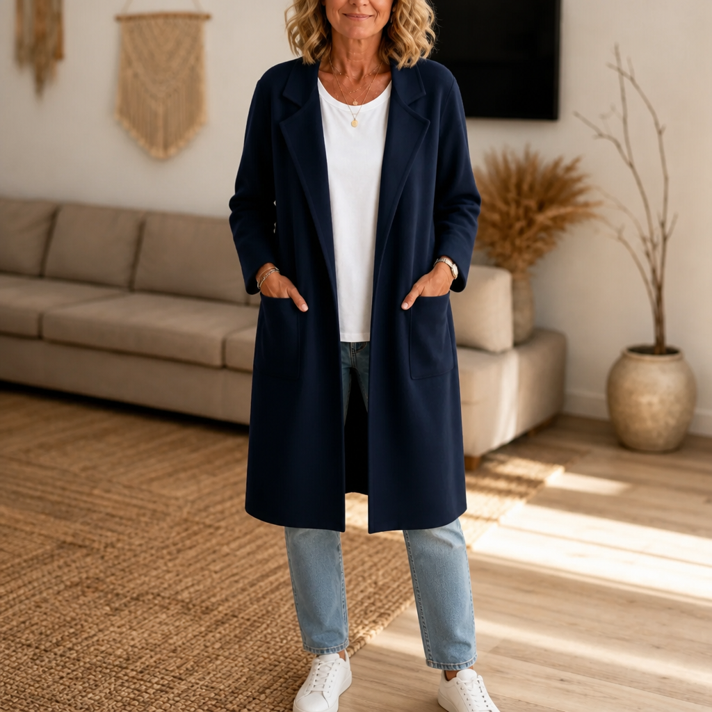 Draperie Longline Open-Front Coat - Women's Wool-Look Coat