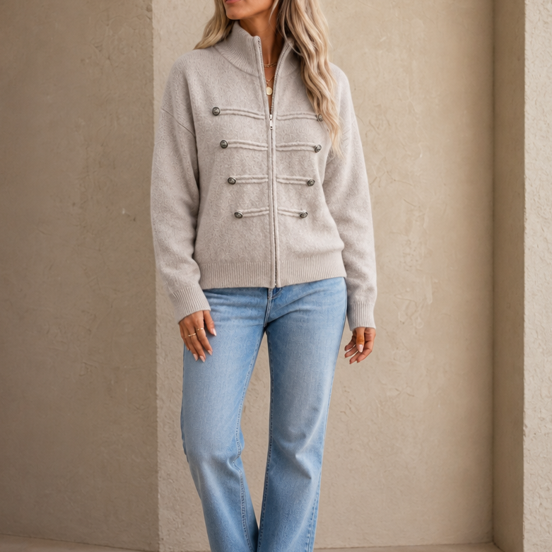 Mayfield Military Knit Cardigan - Gold Button Women's Knit