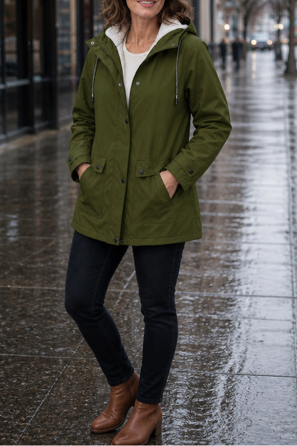 Windloft Plush-Lined Jacket - Hooded Women's Rain Coat