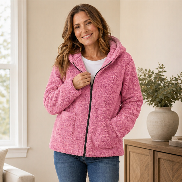 Cozyelle Fleece Hooded Jacket - Women's Plush Zip Jacket