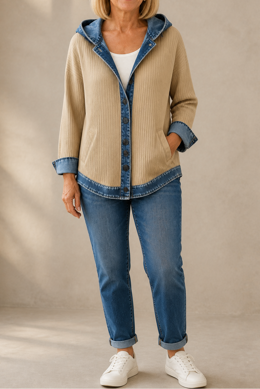 Havelyn Hooded Knit Cardigan - Women's Floral Rib Jacket