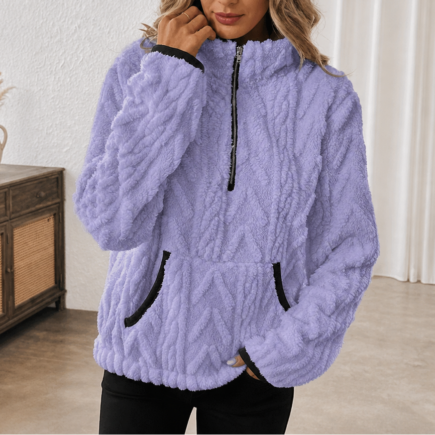 Lunelle - Plush Half-Zip Fleece Pullover with Pocket