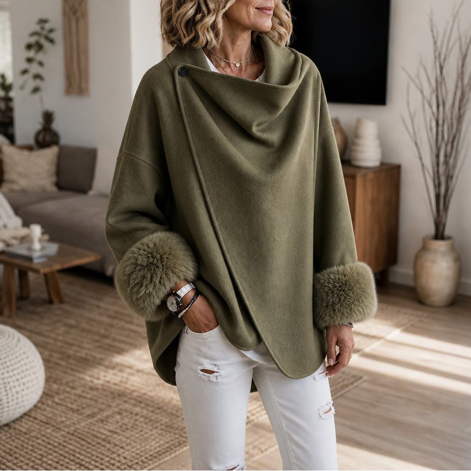 Wearbella Wrap Jacket - Women's Faux Fur Cuff Wrap Coat