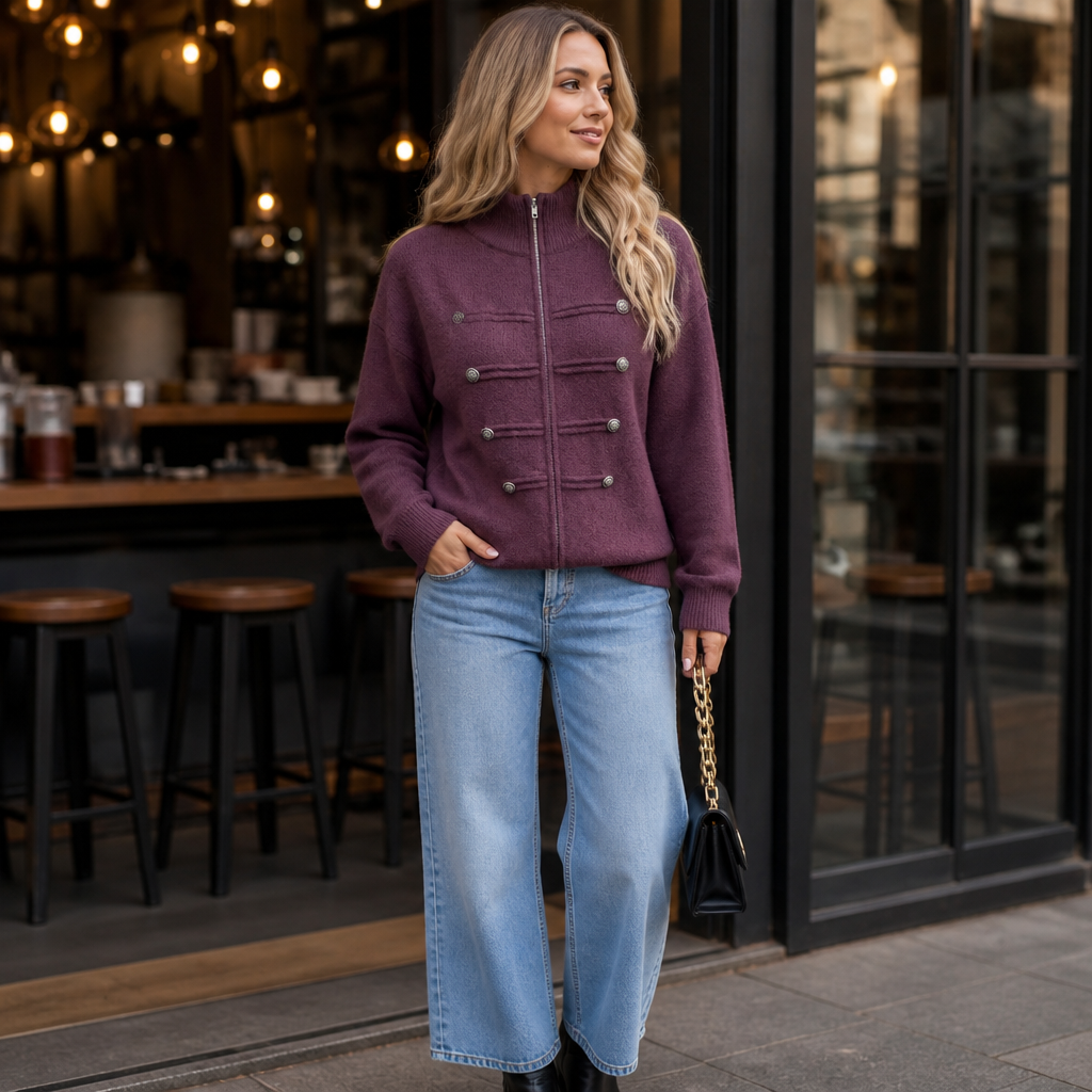 Wearbella Double-Zip Knit Jacket - Women's Cropped Jacket