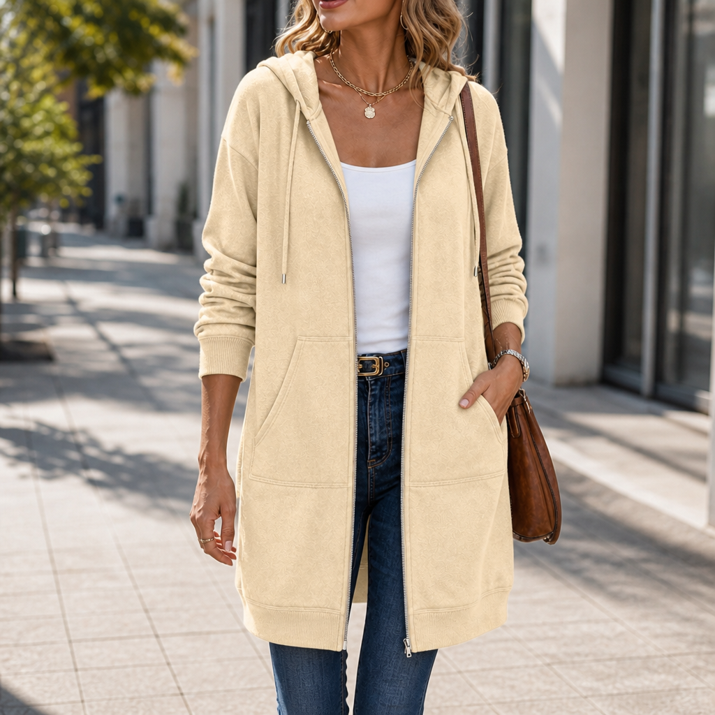 Coziluxe Hooded Cardigan - Women's Zip Front Long Knit