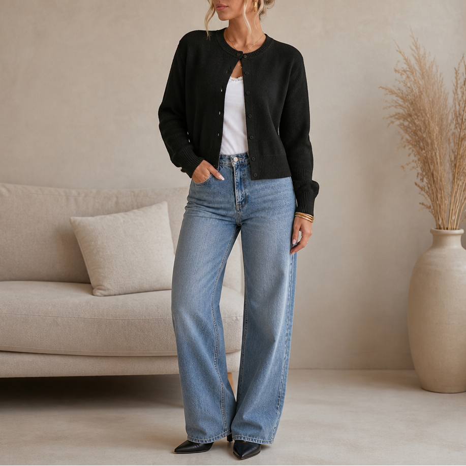 Wearbella Round Neck Cardigan - Plain Women's Knit Cardigan