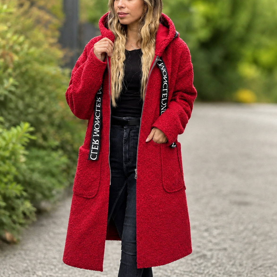 Wearbella Hooded Long Coat - Zip Front Women's Coat