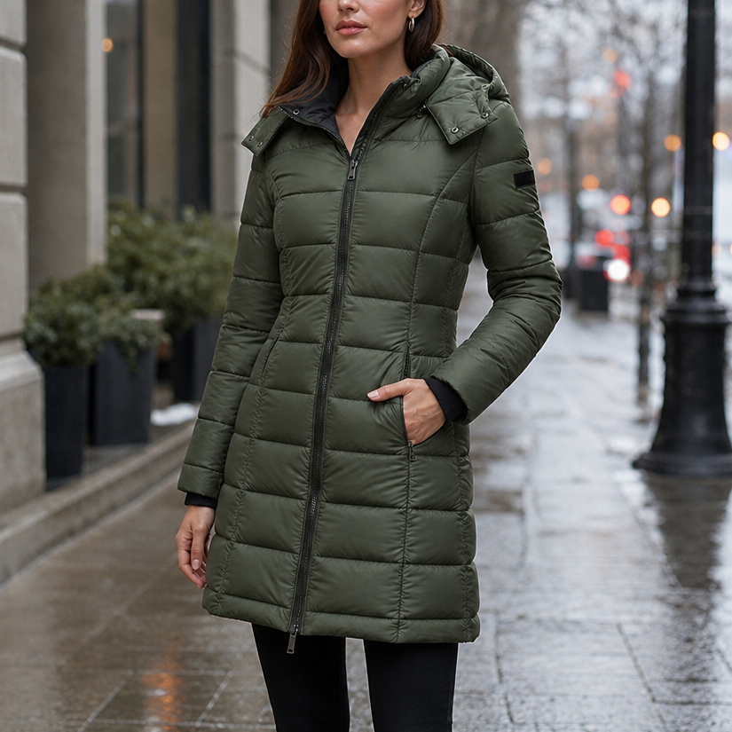 Wearbella Puffer Jacket - Women's Mid Length Hooded Puffer