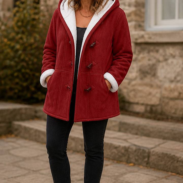 Plushbelle Faux Shearling Coat - Women's Hooded Winter Coat