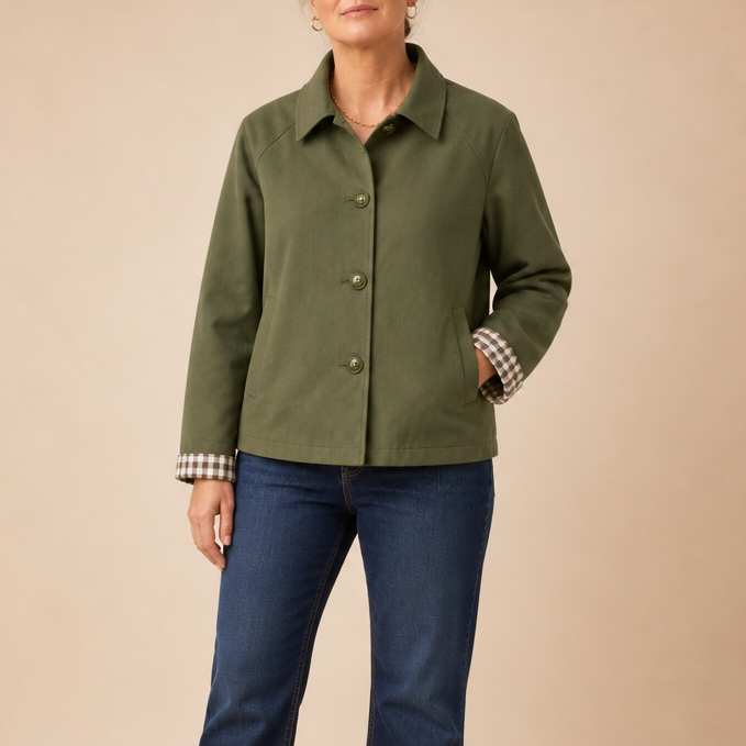 Mayfair Tartan Raglan Coat - Checked Sleeve Women's Coat