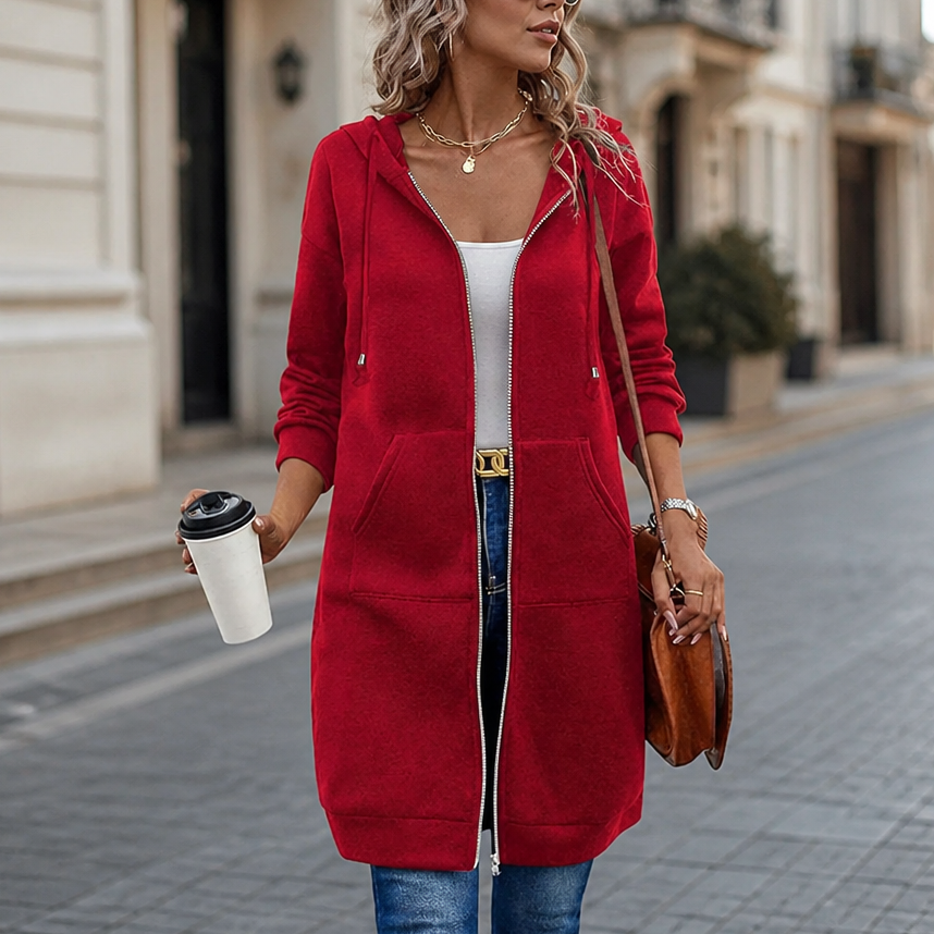 Easebella Hooded Knit Cardigan - Zip Up Women's Mid-Length