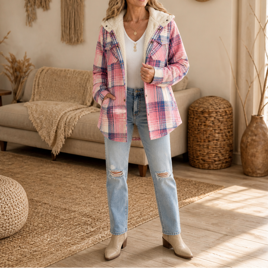 Huntlyn Sherpa-Lined Plaid Shacket - Women's Flannel Jacket