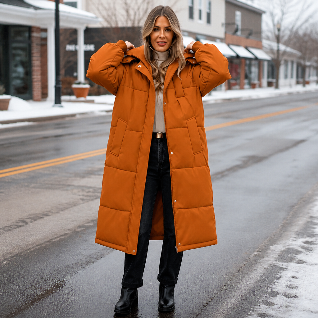 Wearbella Long Hooded Puffer Coat - Women's Winter Coat
