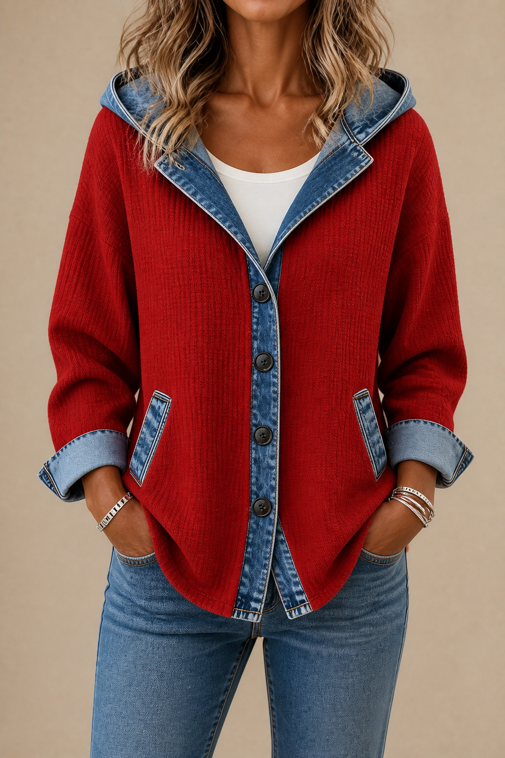 Havelyn Hooded Knit Cardigan - Women's Floral Rib Jacket