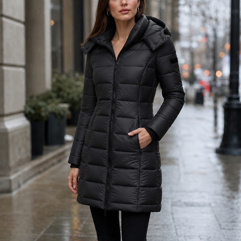 Wearbella Puffer Jacket - Women's Mid Length Hooded Puffer