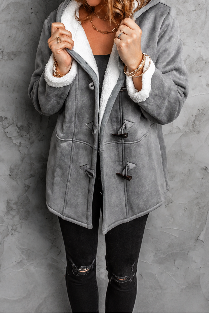 Suedeluxe Faux Suede Coat - Hooded Plush Lined Women's Coat