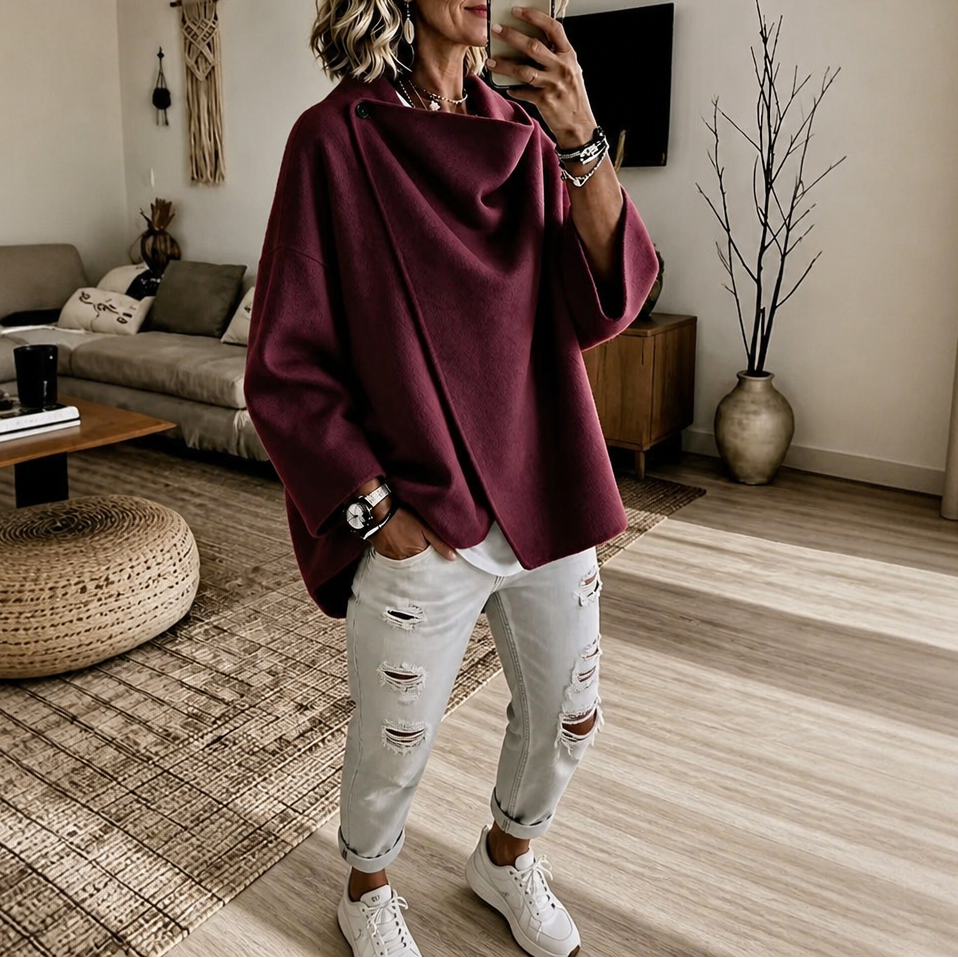 Wrapfield Wrap Cape Jacket - Women's Asymmetric Button Coat