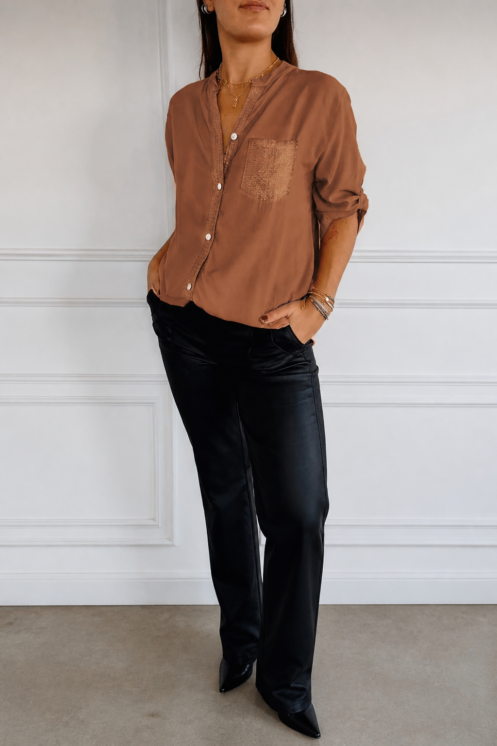 Duskglint Sequin Shirt - Women's Button-Down Top
