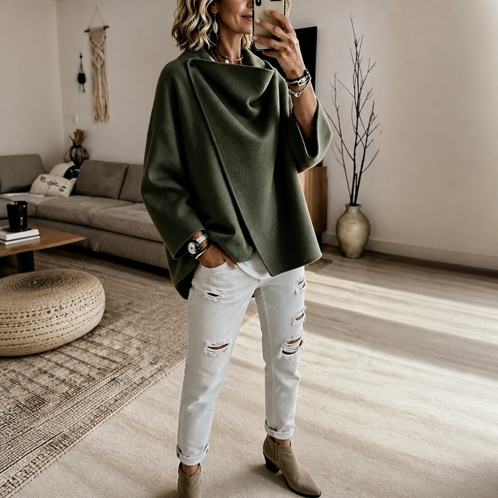 Wrapfield Wrap Cape Jacket - Women's Asymmetric Button Coat