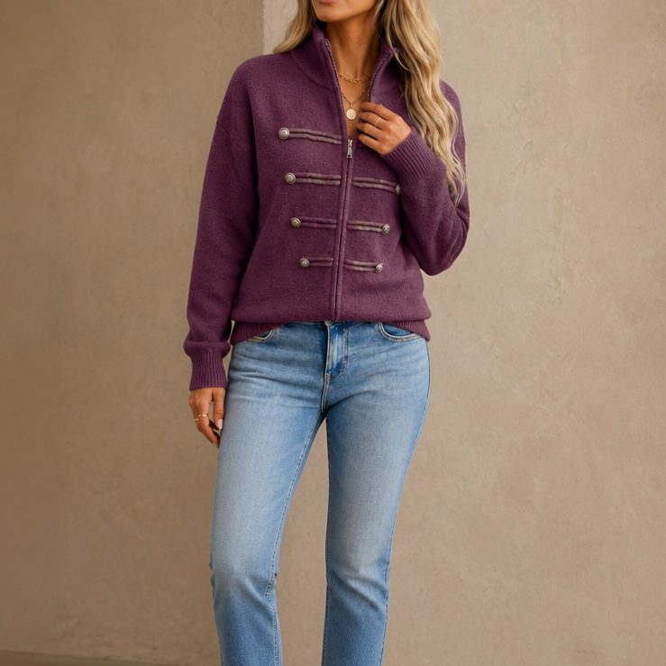 Mayfield Military Knit Cardigan - Gold Button Women's Knit
