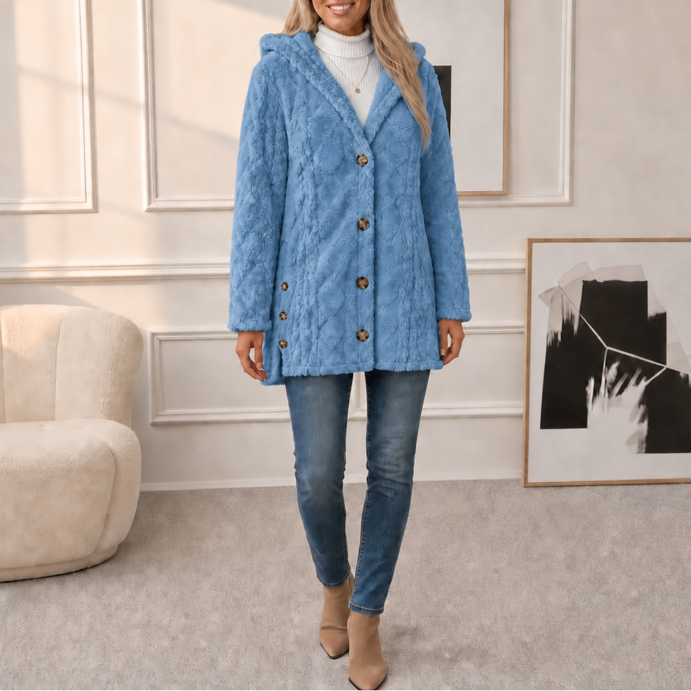 Wearbella Diamond Jacquard Hooded Coat - Women's Plush Coat