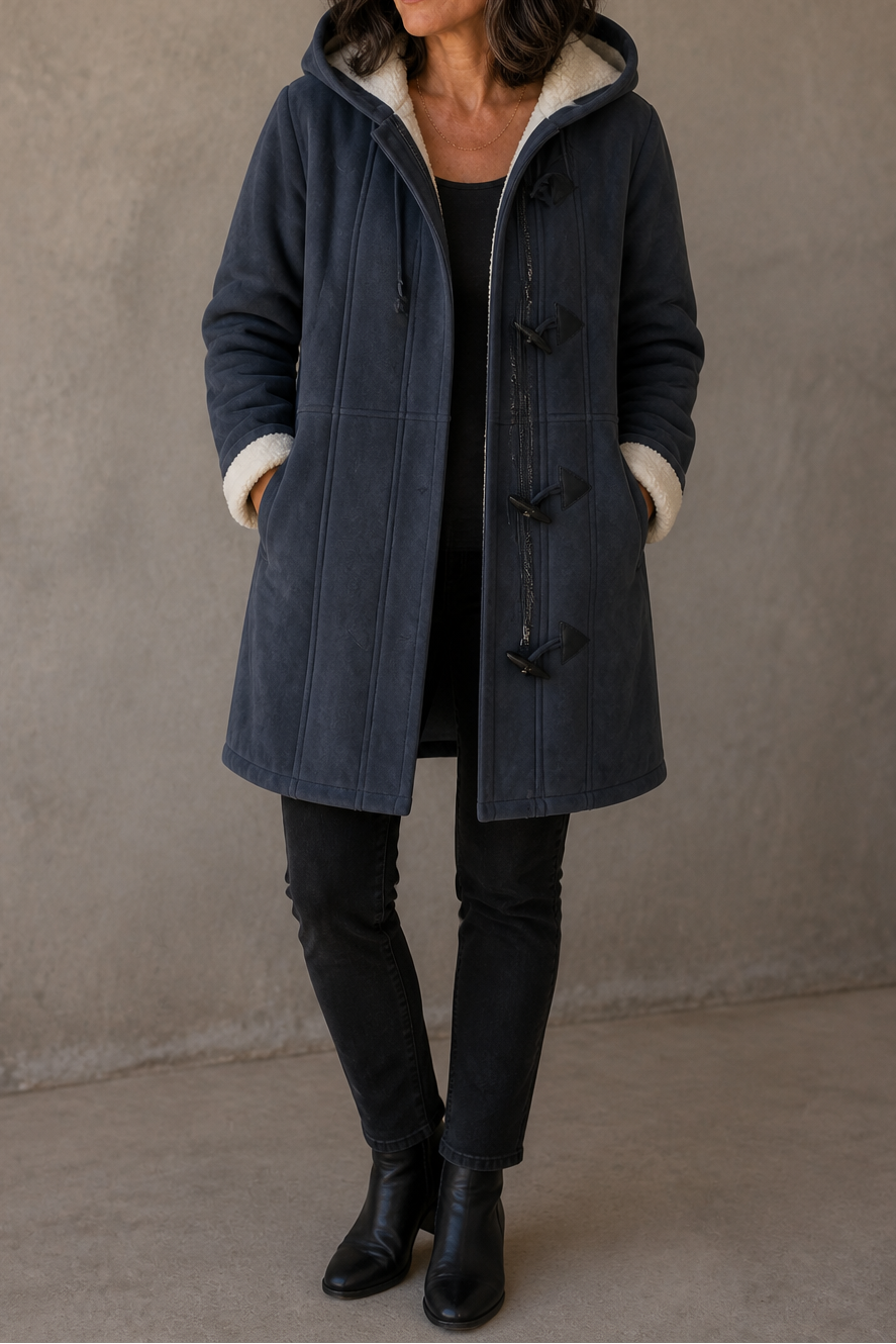 Suedeluxe Faux Suede Coat - Hooded Plush Lined Women's Coat