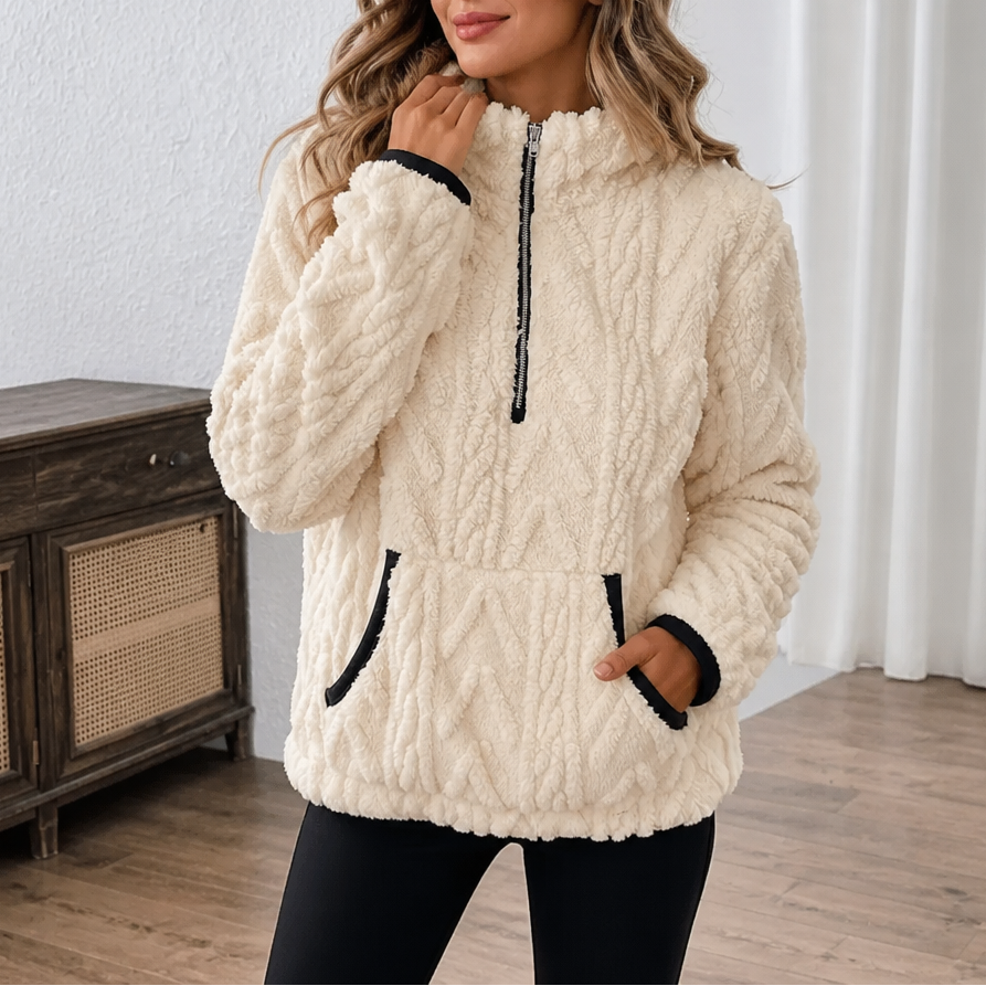 Lunelle - Plush Half-Zip Fleece Pullover with Pocket