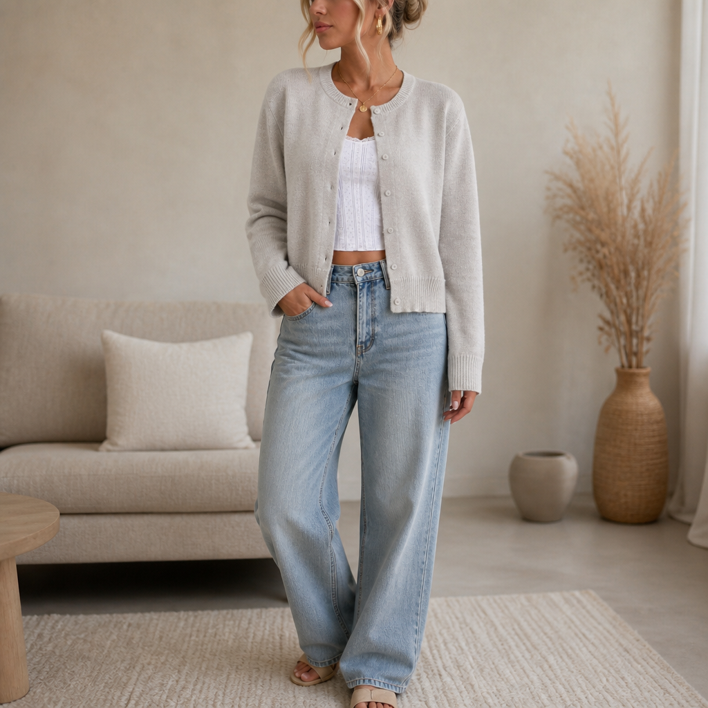 Wearbella Round Neck Cardigan - Plain Women's Knit Cardigan